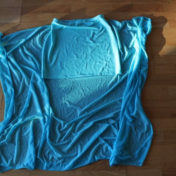 NEW FRENCH WEST INDIES FRANCE SWIM COVER UP BLUE TURQUOISE ONE SIZE - Picture 4 of 4